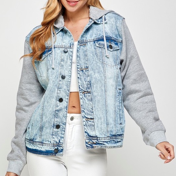 Aster June women’s denim sweatshirt jacket hoodie - Picture 6 of 7